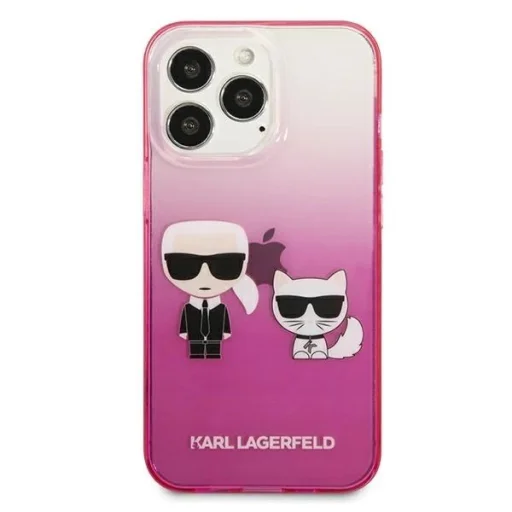 Karl Lagerfeld KLHCP13LTGKCP iPhone 13 Pro 6,1" keménytok rózsaszín/pink Gradient Ikonik Karl & Choupette tok - 3