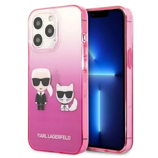 Karl Lagerfeld KLHCP13LTGKCP iPhone 13 Pro 6,1" keménytok rózsaszín/pink Gradient Ikonik Karl & Choupette tok - 1