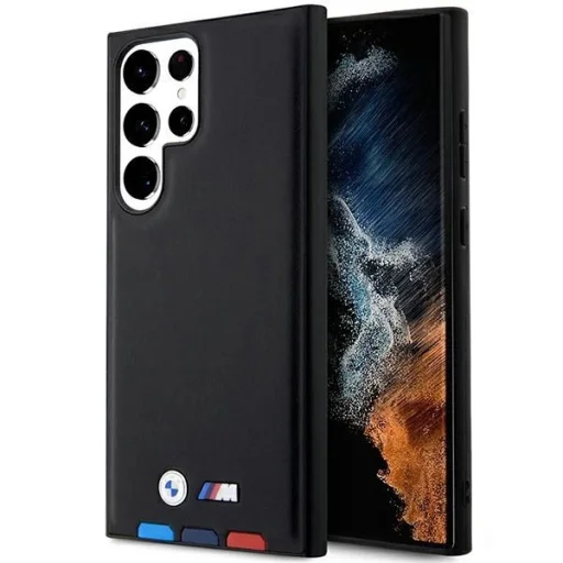 BMW BMHCS23L22PTDK S23 Ultra S918 fekete/fekete bőr lenyomat trikolor tok - 1