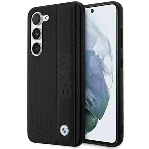 BMW BMHCS23M22RDPK S23+ S916 fekete/fekete keménytok bőr textúrával és csíkkal tok - 1