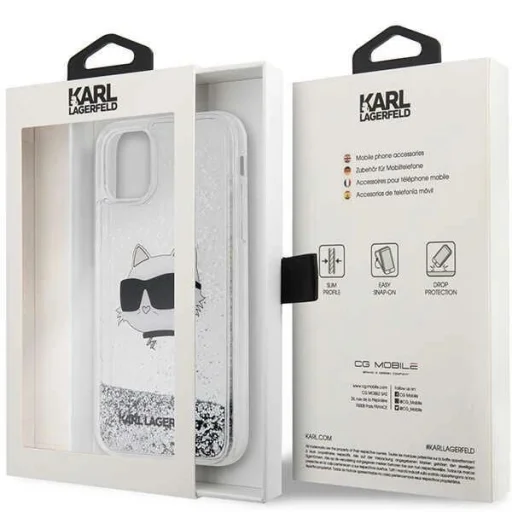 Karl Lagerfeld KLHCN61LNCHCS iPhone 11 ezüst/ezüst védőtök Glitter Choupette Head - 8