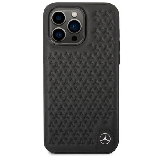 Mercedes Bőr Csillagos Minta tok iPhone 14 Pro Max - fekete - 3