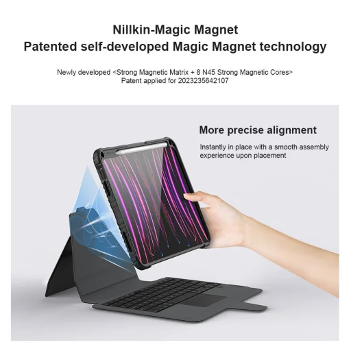 Nillkin Bumper Link Keyboard Case (Háttérvilágított Verzió) iPad 10.9 2022 / iPad 11 2025 tok Fekete - 8