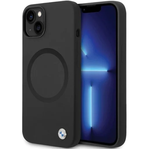  iPhone 14 Fekete Signature Liquid Silicone MagSafe BMW BMHMP14SSILBK2 tok - 1