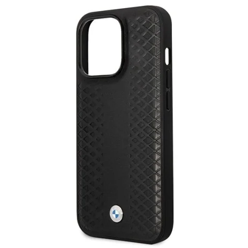  iPhone 14 Pro Fekete BMW Leather Diamond Pattern tok - 6