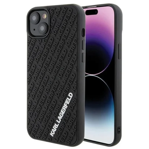  iPhone 15 Plus Fekete Karl Lagerfeld 3D Rubber Multi Logo tok - 1