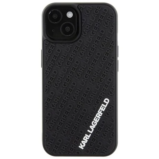  iPhone 15 Karl Lagerfeld 3D Rubber Multi Logo tok - fekete - 3