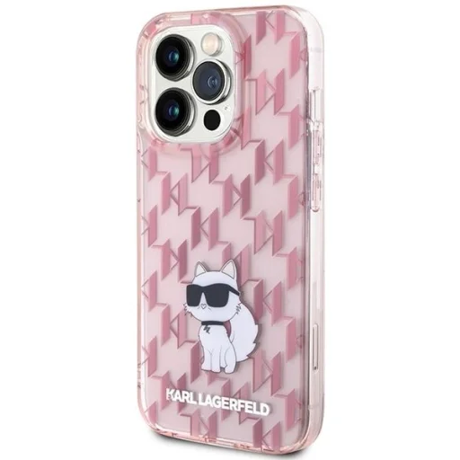  iPhone 15 Pro Max Karl Lagerfeld Monogram Choupette tok - rózsaszín - 2