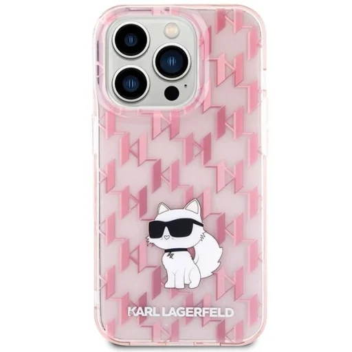  iPhone 15 Pro Max Karl Lagerfeld Monogram Choupette tok - rózsaszín - 3