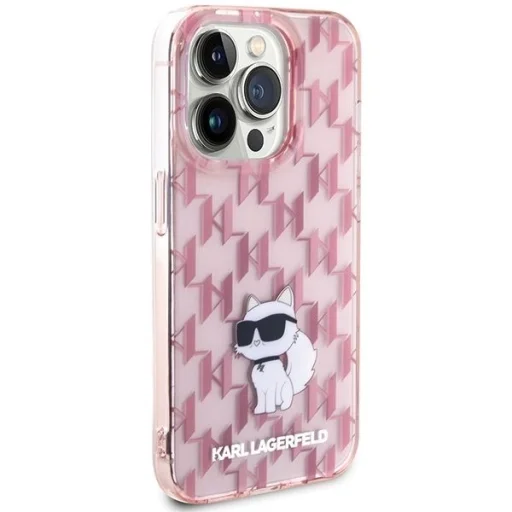  iPhone 15 Pro Max Karl Lagerfeld Monogram Choupette tok - rózsaszín - 4