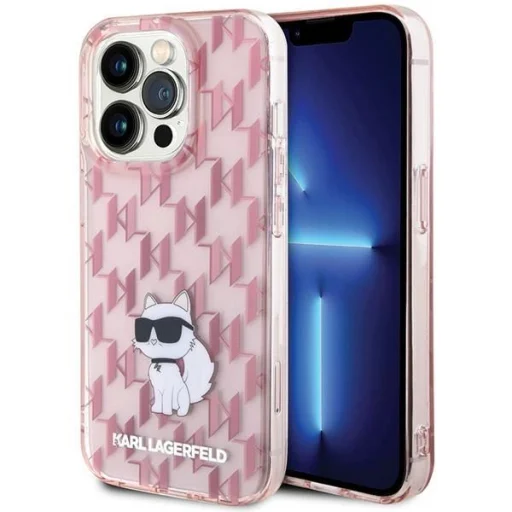  iPhone 15 Pro Max Karl Lagerfeld Monogram Choupette tok - rózsaszín - 1
