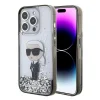  iPhone 15 Pro átlátszó Karl Lagerfeld Liquid Glitter Ikonik tok