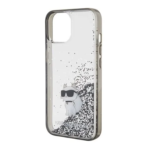 iPhone 15 Átlátszó Karl Lagerfeld Liquid Glitter Choupette tok - 6