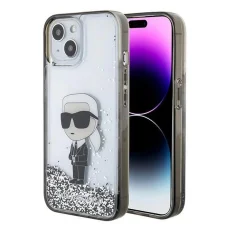 iPhone 15 6.1" átlátszó kemény tok Karl Lagerfeld KLHCP15SLKKNSK Liquid Glitter Ikonik