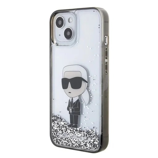  iPhone 15 6.1" átlátszó kemény tok Karl Lagerfeld KLHCP15SLKKNSK Liquid Glitter Ikonik - 2