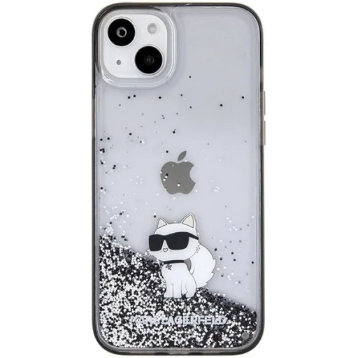  iPhone 15 Plus átlátszó Karl Lagerfeld Liquid Glitter Choupette tok - 3