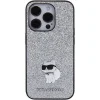  iPhone 15 Pro Max Ezüst Karl Lagerfeld Fixed Glitter Choupette Logo Metal Pin tok - 3