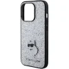  iPhone 15 Pro Max Ezüst Karl Lagerfeld Fixed Glitter Choupette Logo Metal Pin tok - 6