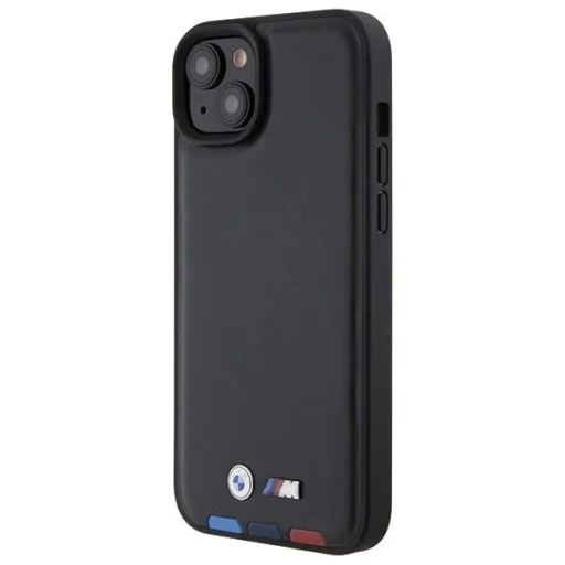  iPhone 15 Plus 6.7" fekete/fekete bőrbélyeg Tricolor BMW BMHCP15M22PTDK tok - 2