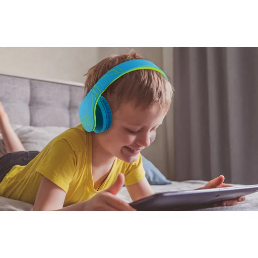 Gyermekeknek szánt PowerLocus P2 vezeték nélküli fejhallgató (kék-zöld) - 6