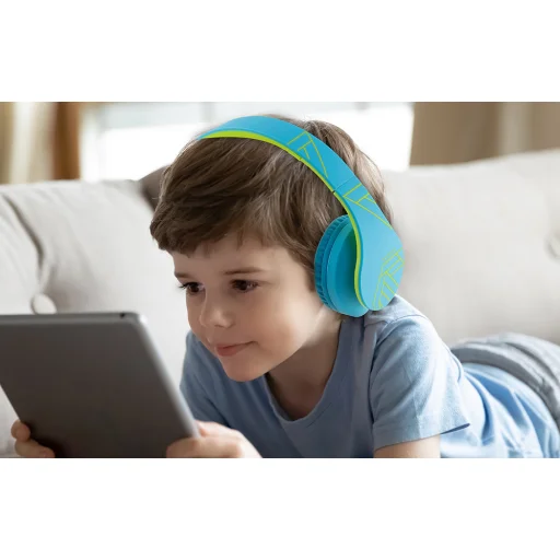 Gyermekeknek szánt PowerLocus P2 vezeték nélküli fejhallgató (kék-zöld) - 7