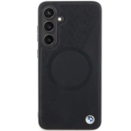 BMW BMHMS24M23RTPK S24+ S926 fekete/fekete kemény tok Signature Leather Half Textured & Circle MagSafe tok - 3