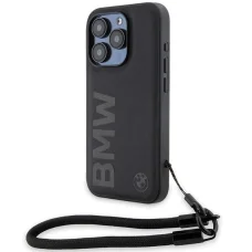  iPhone 15 Pro Max BMW Signature Leather Wordmark Cord tok - fekete