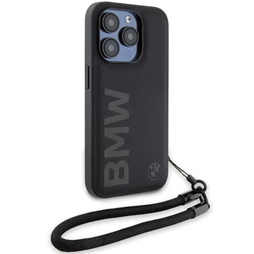  iPhone 15 Pro Max BMW Signature Leather Wordmark Cord tok - fekete - 3