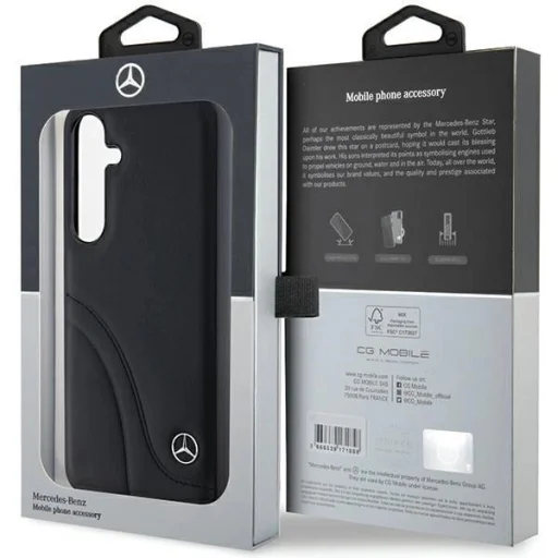 Mercedes Leather Curved Stitches tok Samsung Galaxy S24+ - fekete - 8