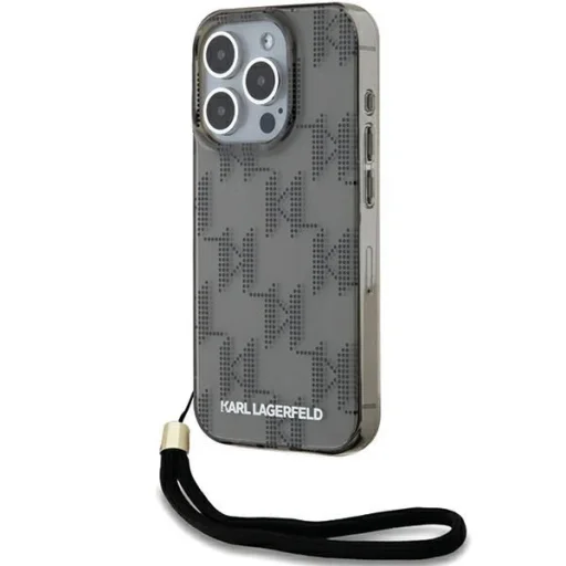  iPhone 15 Pro fekete Karl Lagerfeld IML Mono KL Pattern & Cord tok - 1