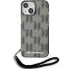  iPhone 15 fekete Karl Lagerfeld IML Mono KL Pattern & Cord tok thumbnail