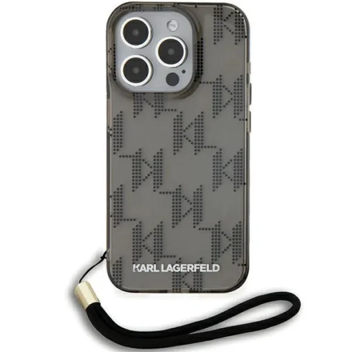  iPhone 15 Pro fekete Karl Lagerfeld IML Mono KL Pattern & Cord tok - 2