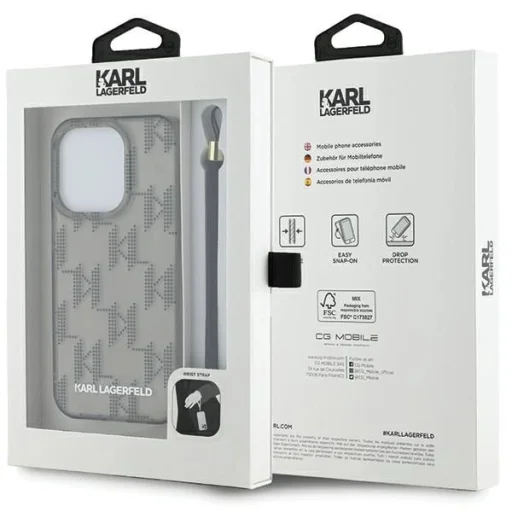  iPhone 15 Pro fekete Karl Lagerfeld IML Mono KL Pattern & Cord tok - 7