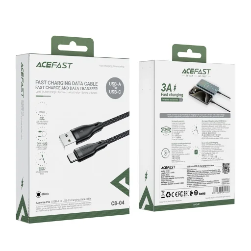 Acefast C8-04 USB-A / USB-C 3A kábel - fekete - 5