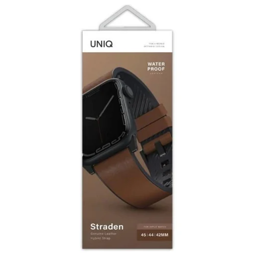 Uniq Straden Leather Hybrid Szíj Apple Watch 1/2/3/4/5/6/7/8/SE/SE2/Ultra 42/44/45/49mm - barna - 3