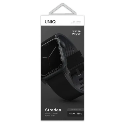 Uniq Straden bőr hibrid szíj Apple Watch 1/2/3/4/5/6/7/8/SE/SE2/Ultra 42/44/45/49mm - Fekete - 3