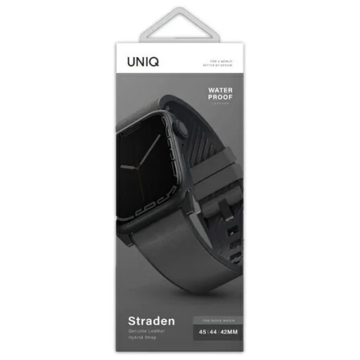 Uniq Straden bőr hibrid szíj Apple Watch 1/2/3/4/5/6/7/8/SE/SE2/Ultra 42/44/45/49mm - Szürke - 3