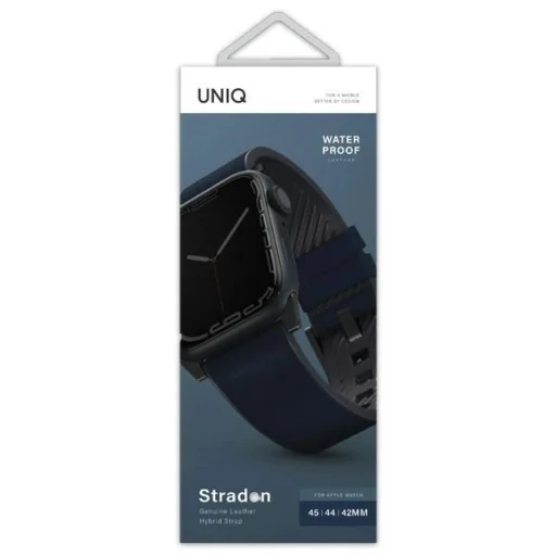Uniq Straden Bőr Hibrid Szíj Apple Watch 1/2/3/4/5/6/7/8/SE/SE2/Ultra 42/44/45/49mm - kék - 3