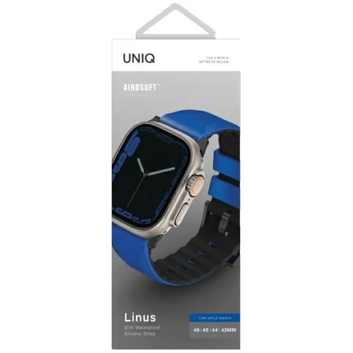 Uniq Linus Airosoft Szilikon Szíj Apple Watch 1/2/3/4/5/6/7/8/SE/SE2/Ultra 42/44/45/49mm - Kék - 4