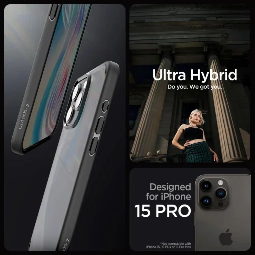  iPhone 15 Pro Fekete Fagy Spigen Ultra Hybrid tok - 4