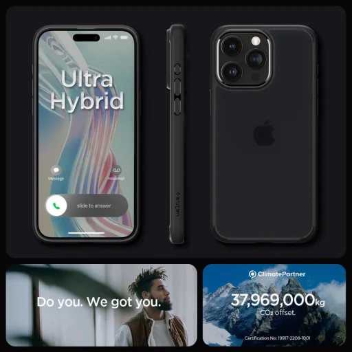  iPhone 15 Pro Fekete Fagy Spigen Ultra Hybrid tok - 19