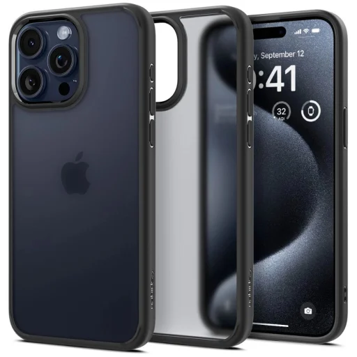  iPhone 15 Pro Fekete Fagy Spigen Ultra Hybrid tok - 1