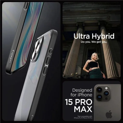  iPhone 15 Pro Max Fekete Frost Spigen Ultra Hybrid tok - 5
