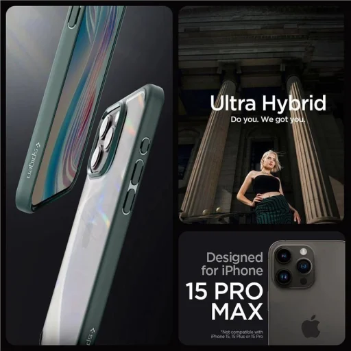 iPhone 15 Pro Max sötétzöld Spigen Ultra Hybrid tok - 2