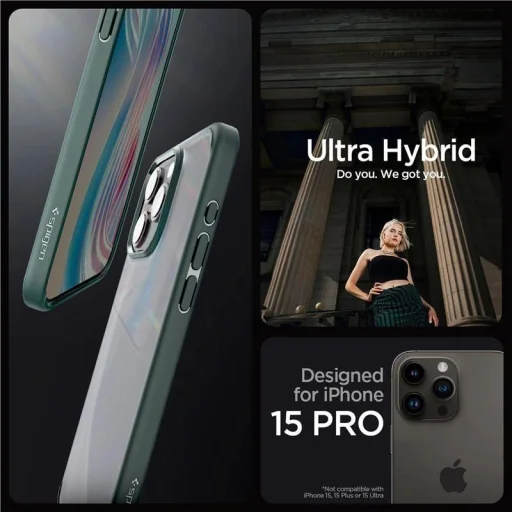  iPhone 15 Pro Spigen Ultra Hybrid tok, frost green - 2