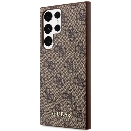Guess GUHCS23LG4GFBR S23 Ultra S918 barna/barna kemény tok 4G Arany Logó - 2