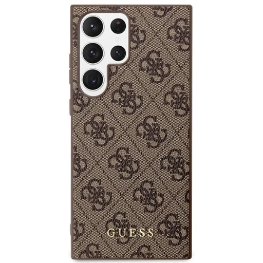 Guess GUHCS23LG4GFBR S23 Ultra S918 barna/barna kemény tok 4G Arany Logó - 3