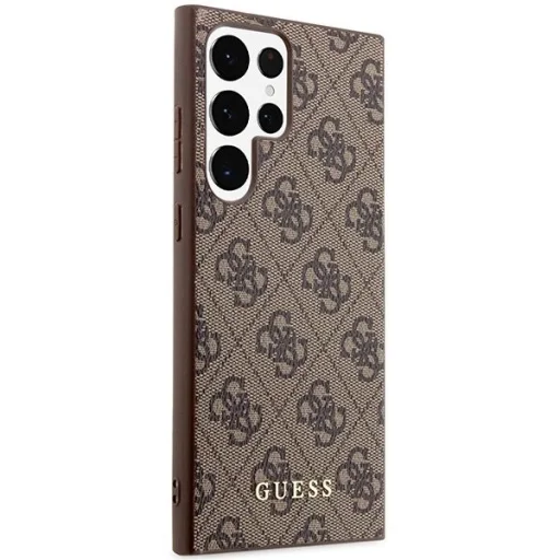 Guess GUHCS23LG4GFBR S23 Ultra S918 barna/barna kemény tok 4G Arany Logó - 4