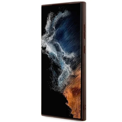 Guess GUHCS23LG4GFBR S23 Ultra S918 barna/barna kemény tok 4G Arany Logó - 5