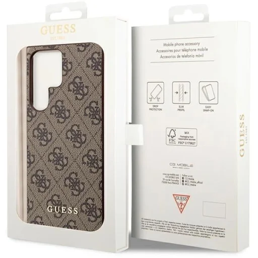 Guess GUHCS23LG4GFBR S23 Ultra S918 barna/barna kemény tok 4G Arany Logó - 8